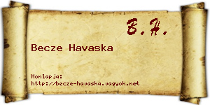 Becze Havaska névjegykártya